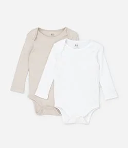 Kit 02 Bodies Infantis em Suedine com Manga Longa - Tam RN a 24 meses