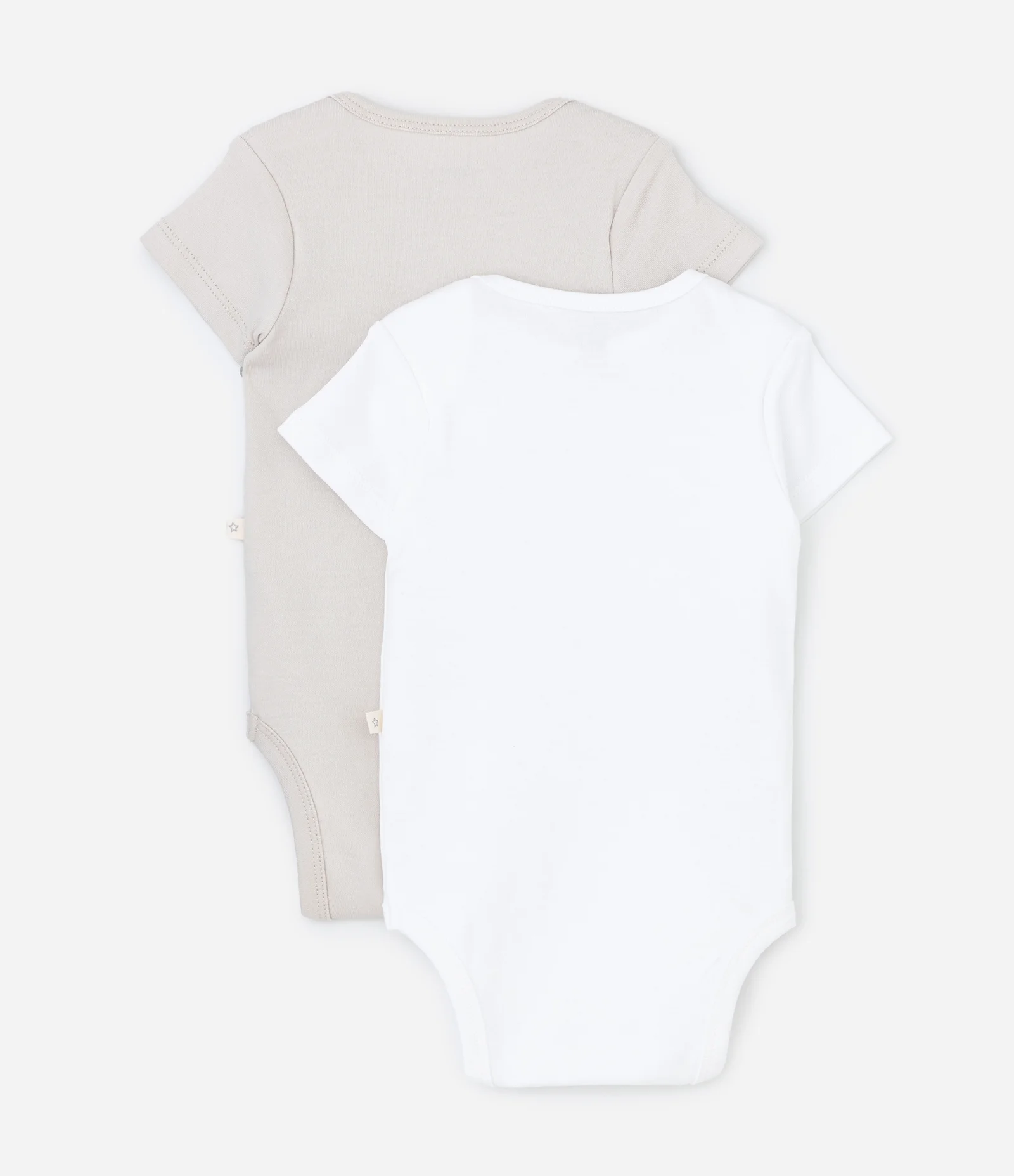 Kit 02 Bodies Básicos em Suedine com Gola Americana - Tam RN a 18 meses Branco/Bege Claro 2