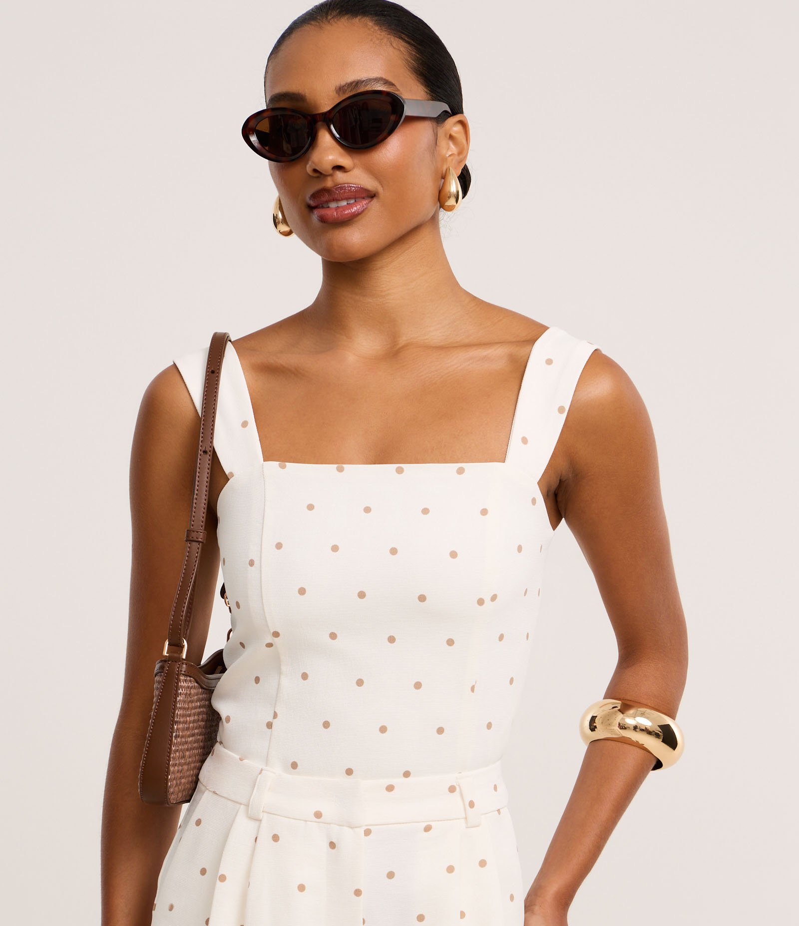 Blusa Texturizado em Piquet com Alça Larga e Estampa Poá Branco 2