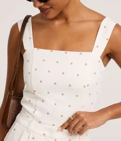 Blusa Texturizado em Piquet com Alça Larga e Estampa Poá