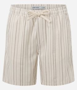 Bermuda Reta em Algodão Texturizado com Listras Sahara