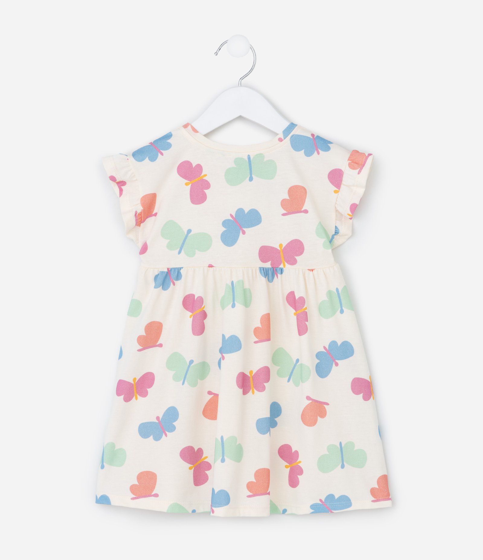 Vestido Infantil com Estampa de Borboletas - Tam 1 a 6 Anos Bege 3