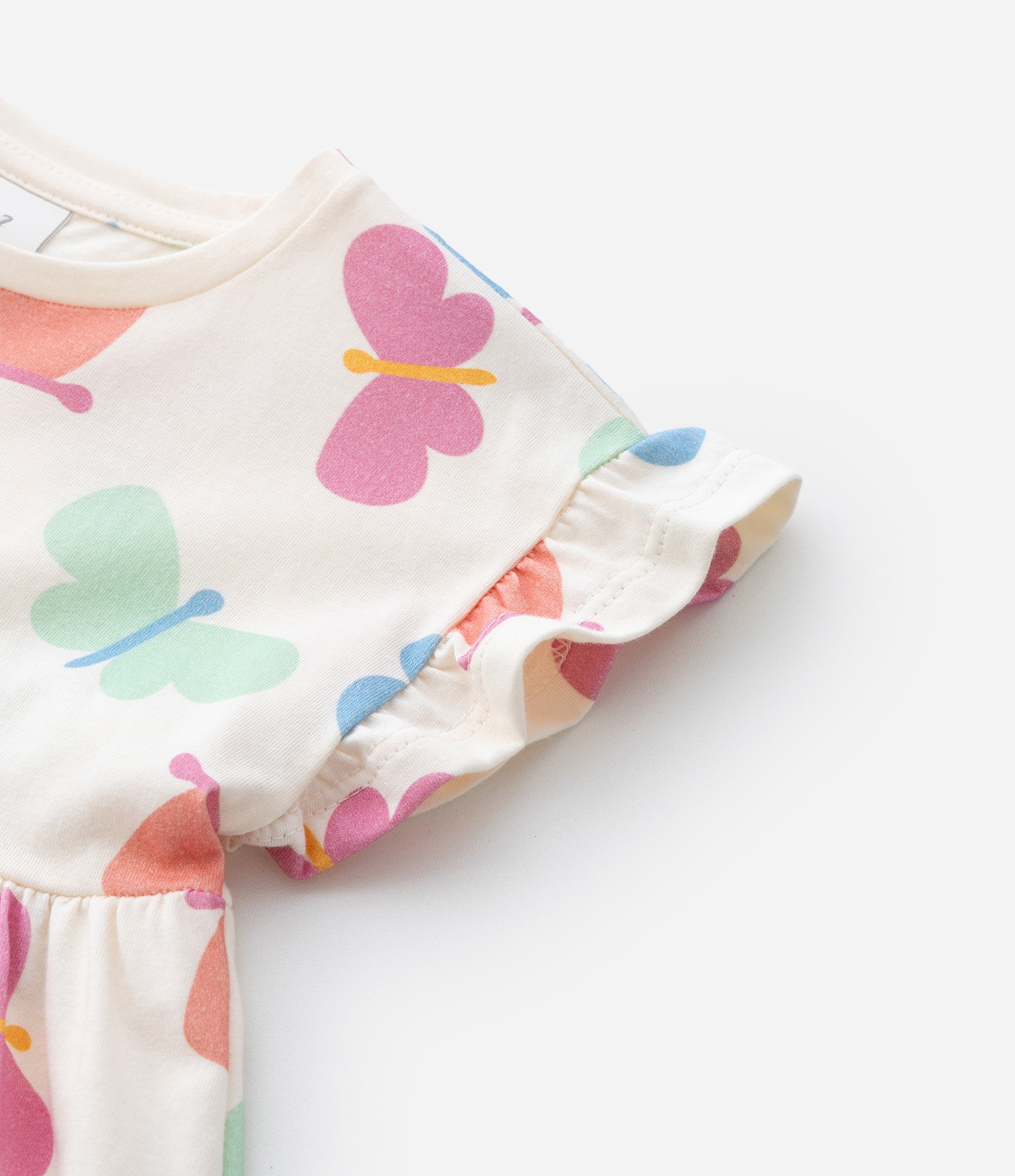 Vestido Infantil com Estampa de Borboletas - Tam 1 a 6 Anos Bege 5