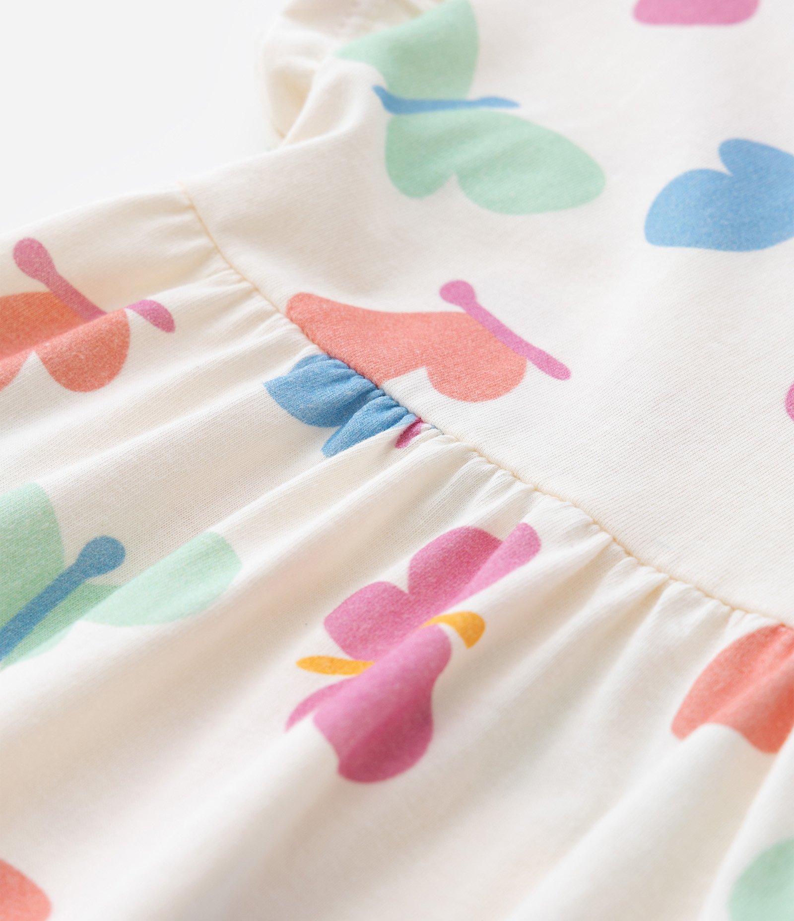 Vestido Infantil com Estampa de Borboletas - Tam 1 a 6 Anos Bege 6