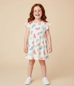 Vestido Infantil com Estampa de Borboletas - Tam 1 a 6 Anos