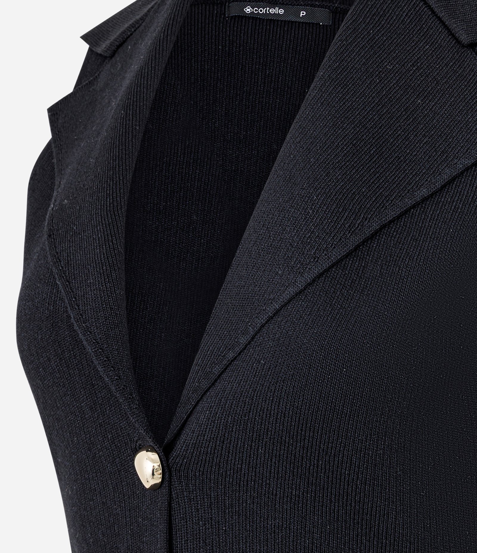 Colete Alongado em Tricô com Botões Preto 2