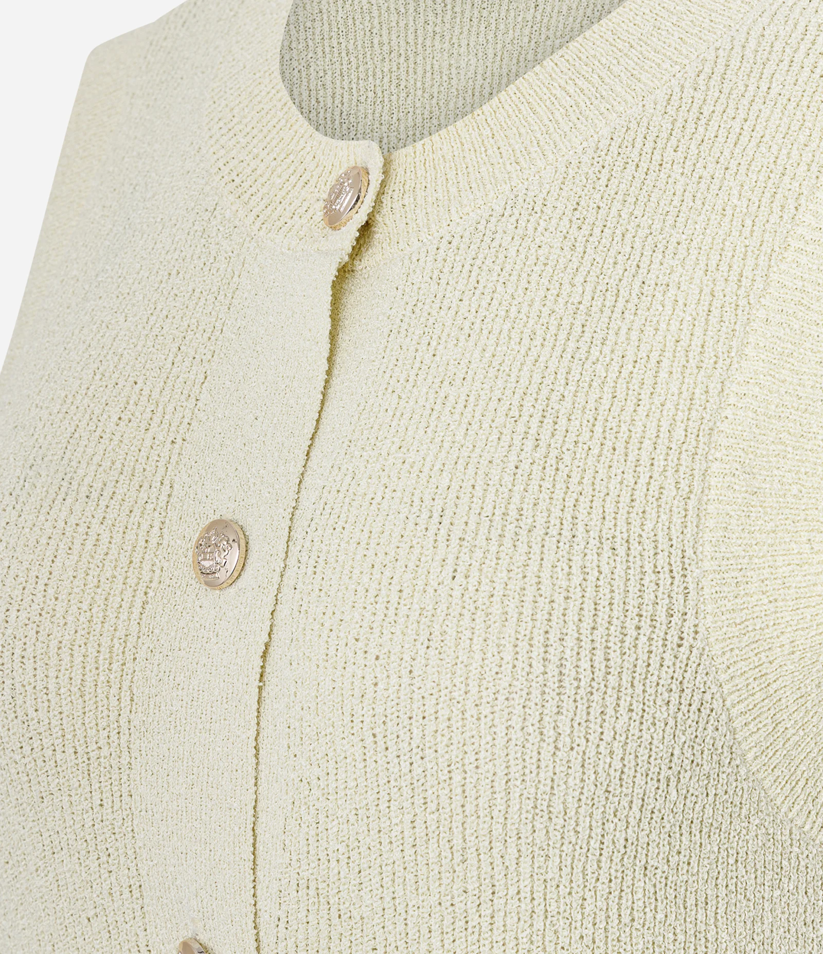 Colete em Tricô com Botões Frontais Bege 2