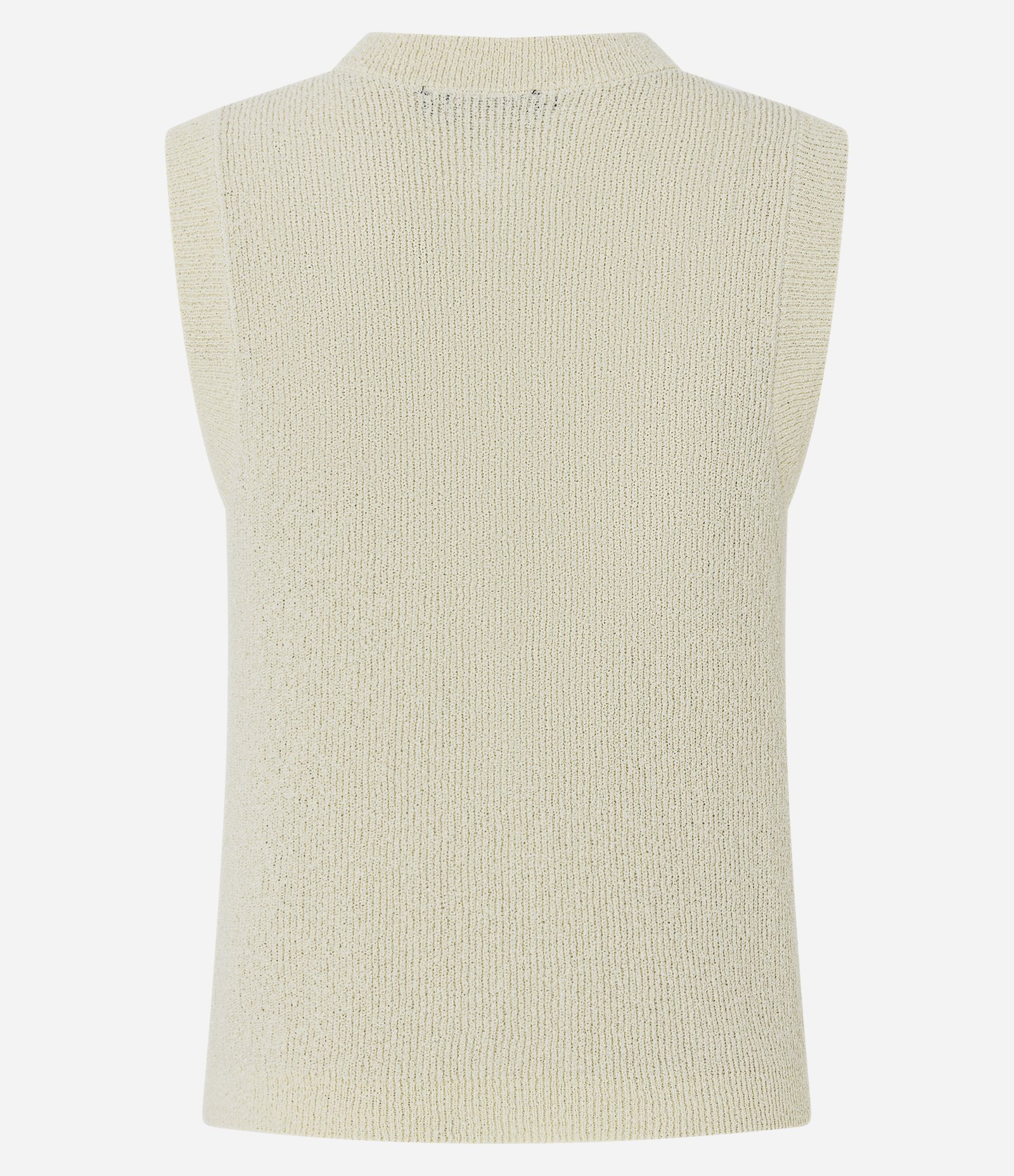 Colete em Tricô com Botões Frontais Bege 3