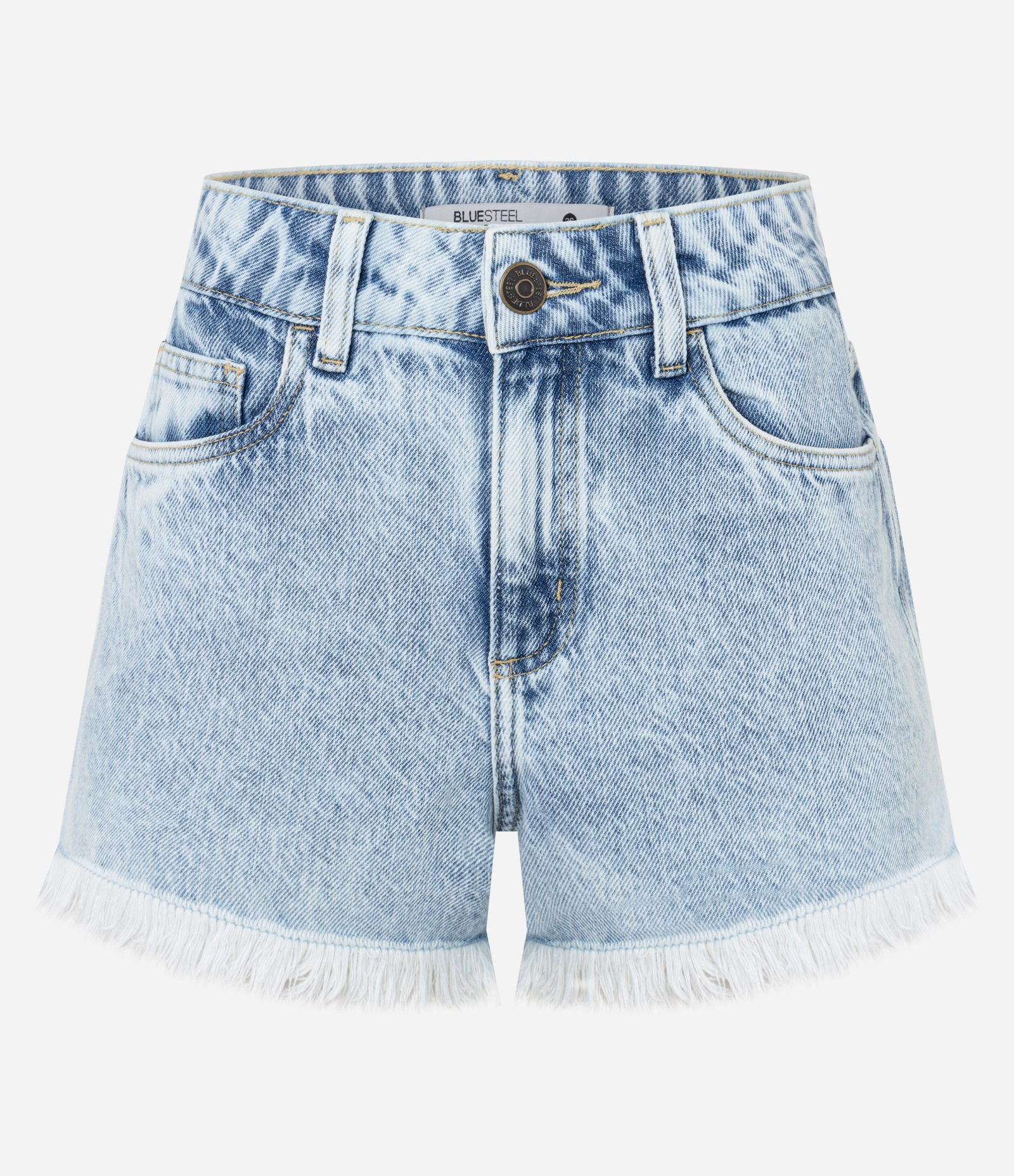 Short Slim em Jeans com Franja na Barra e Tucano Bordado Claro 5