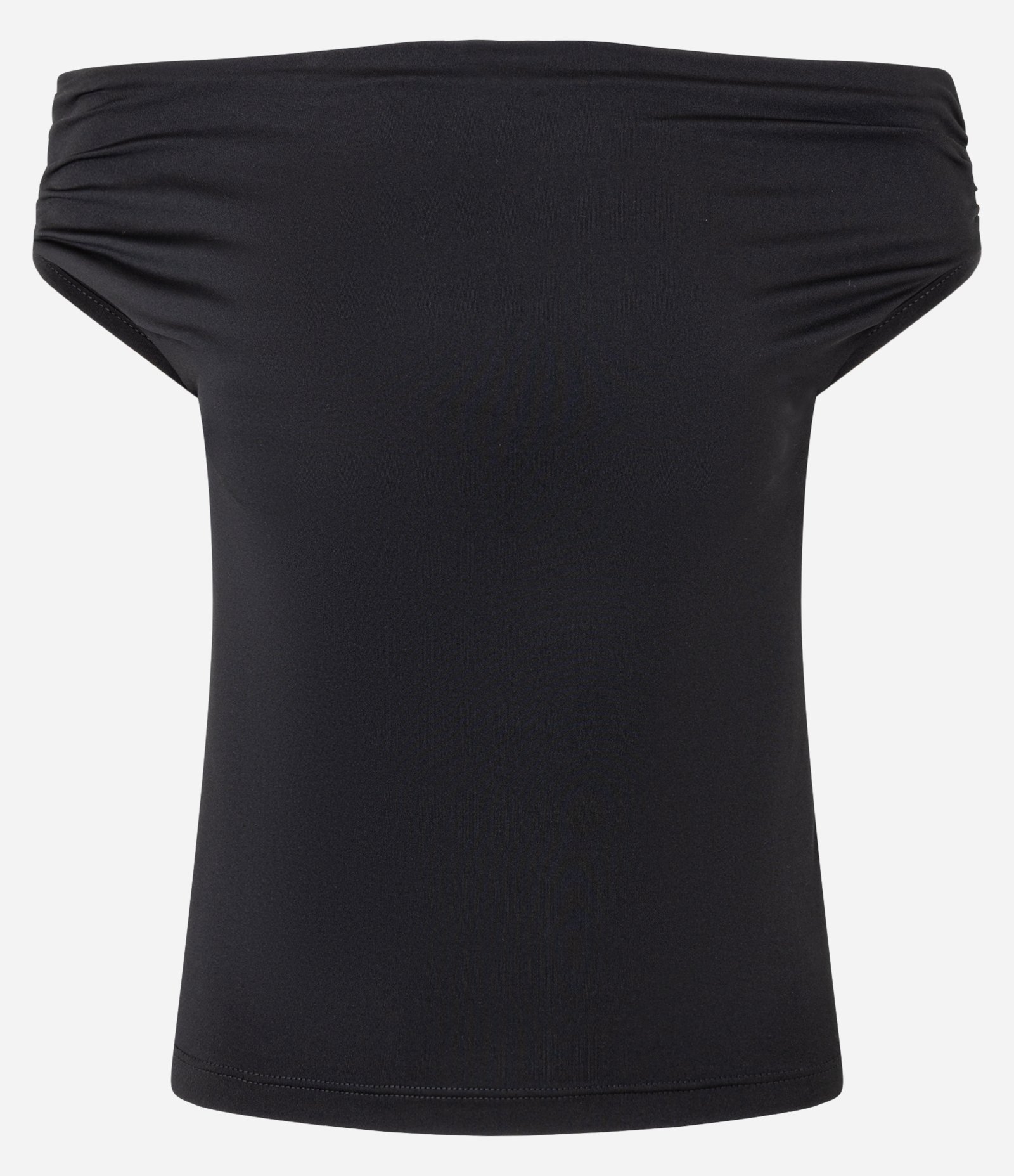Blusa em Microfibra Ombro a Ombro com Decote Degagê Preto 4