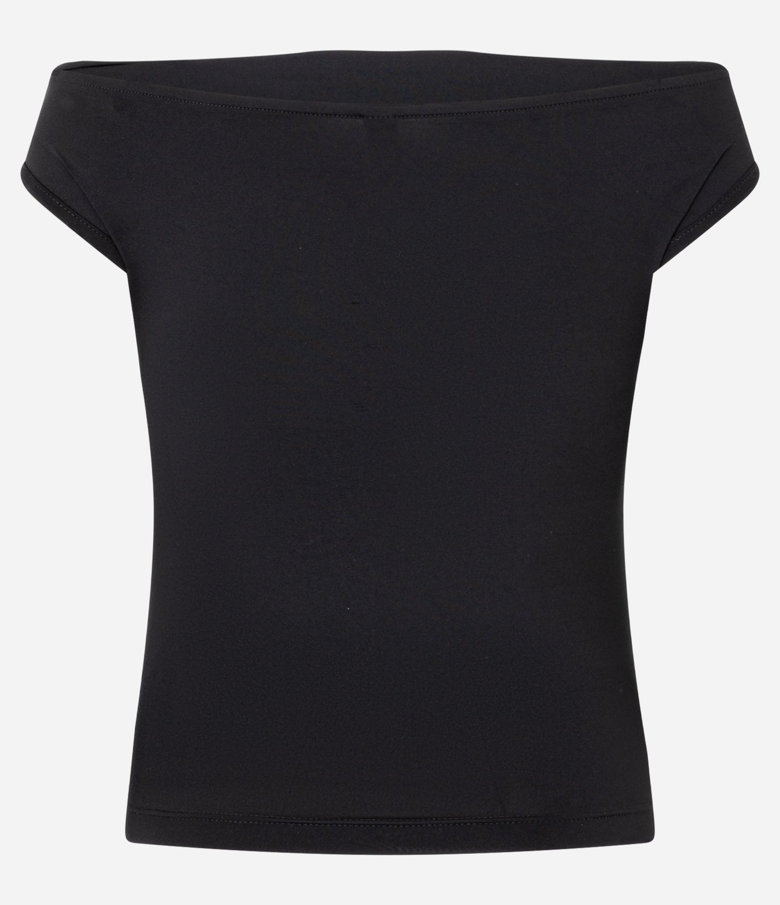 Blusa em Microfibra Ombro a Ombro com Decote Degagê Preto 5