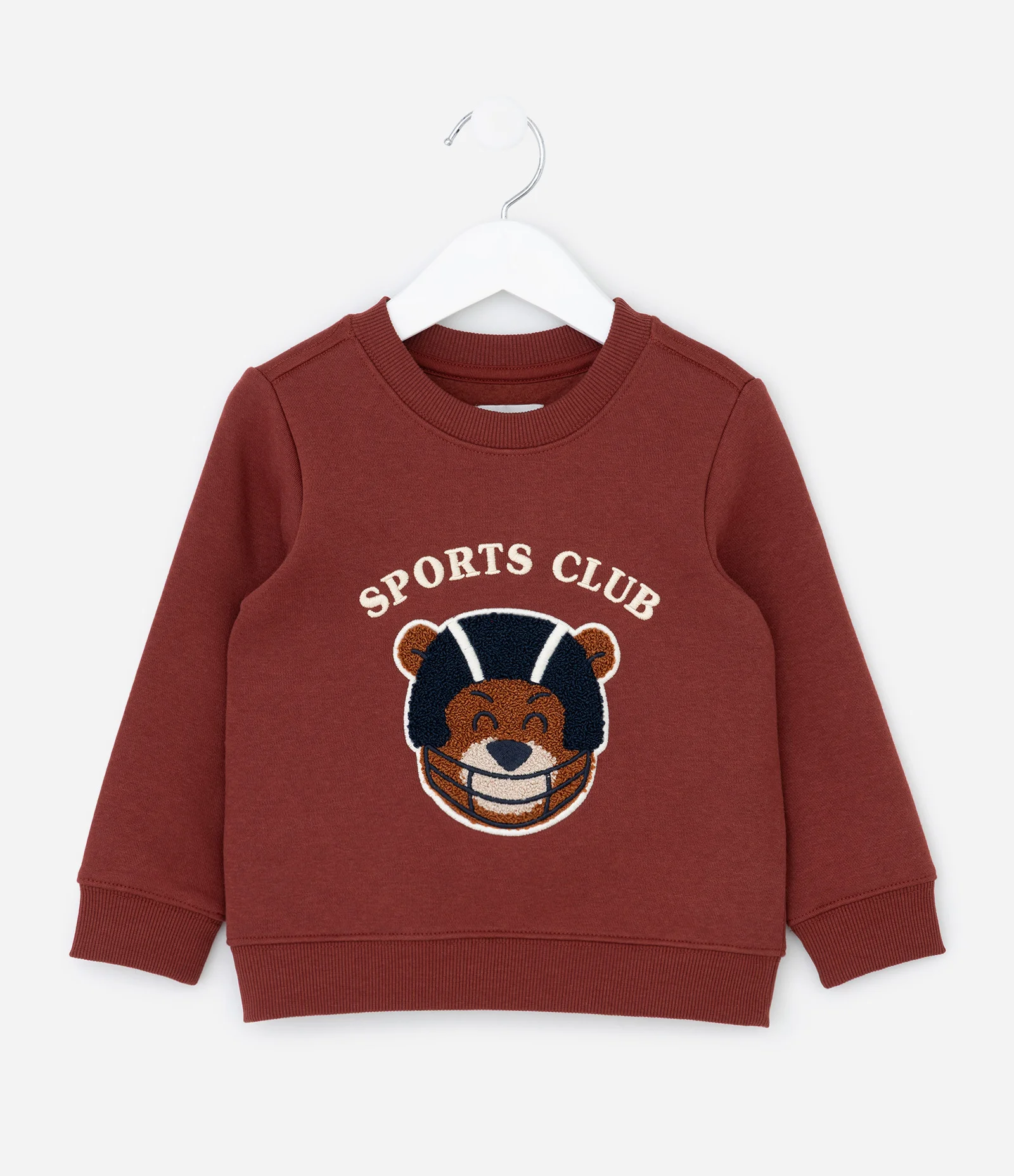 Casaco Infantil com Bordado Chenille Urso Sports Club – Tam 1 a 6 Anos Marrom Avermelhado 1