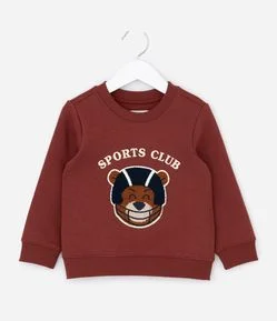 Casaco Infantil com Bordado Chenille Urso Sports Club – Tam 1 a 6 Anos