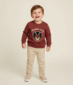 Casaco Infantil com Bordado Chenille Urso Sports Club – Tam 1 a 6 Anos