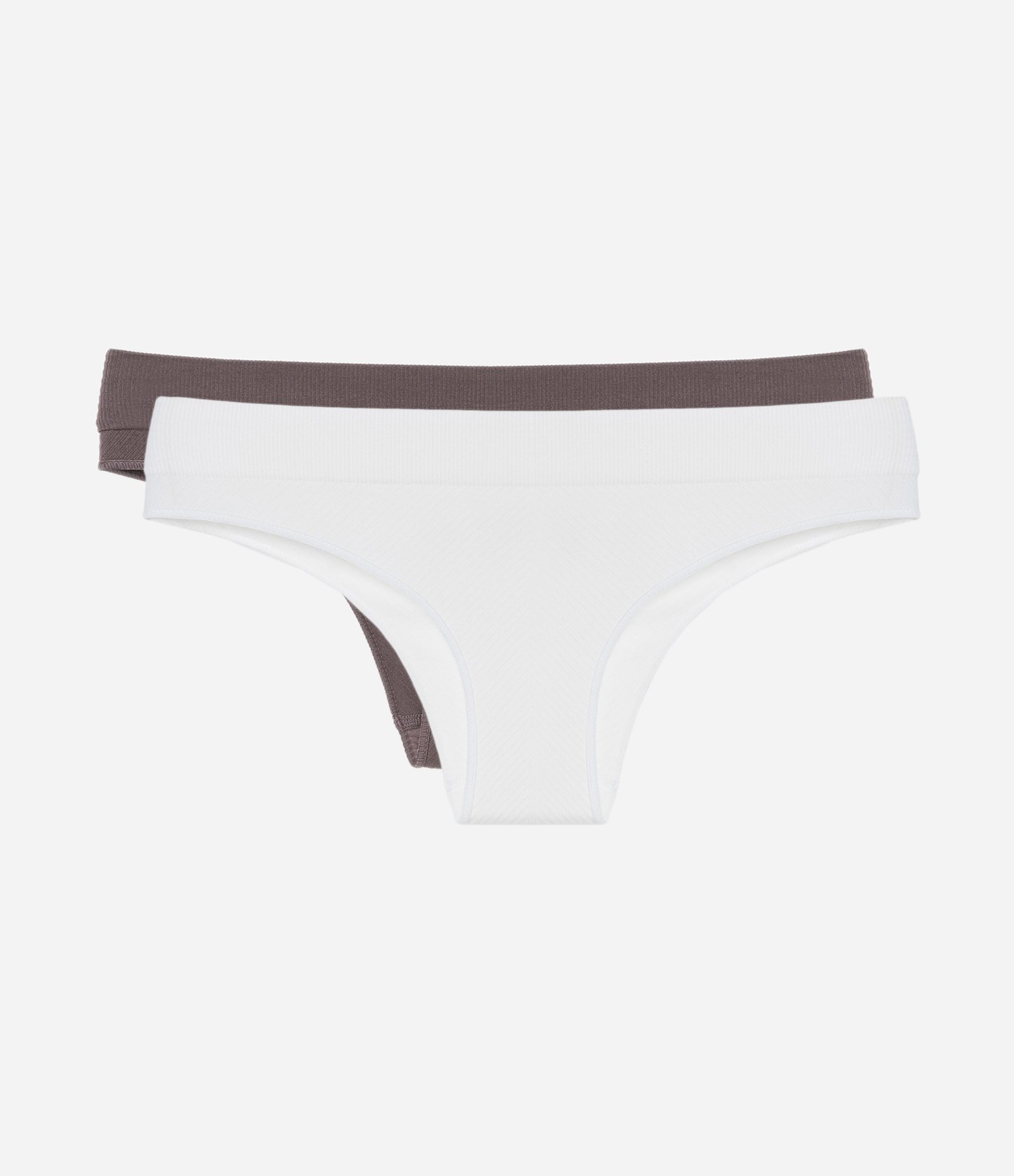 Kit 02 Calcinhas Biquini Básicas Seamless Branco/Cinza 1