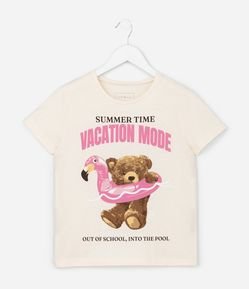 Camiseta Infantil com Estampa Ursinha - Tam 5 a 14 Anos