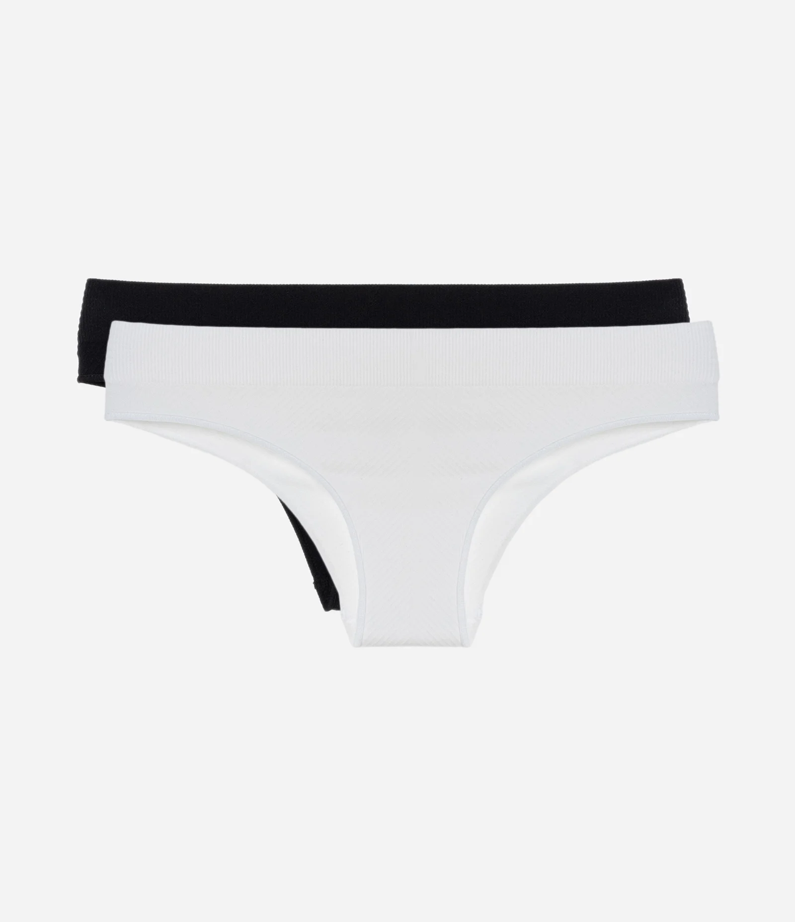 Kit 02 Calcinhas Biquini Básicas com Textura Branco/Preto 1
