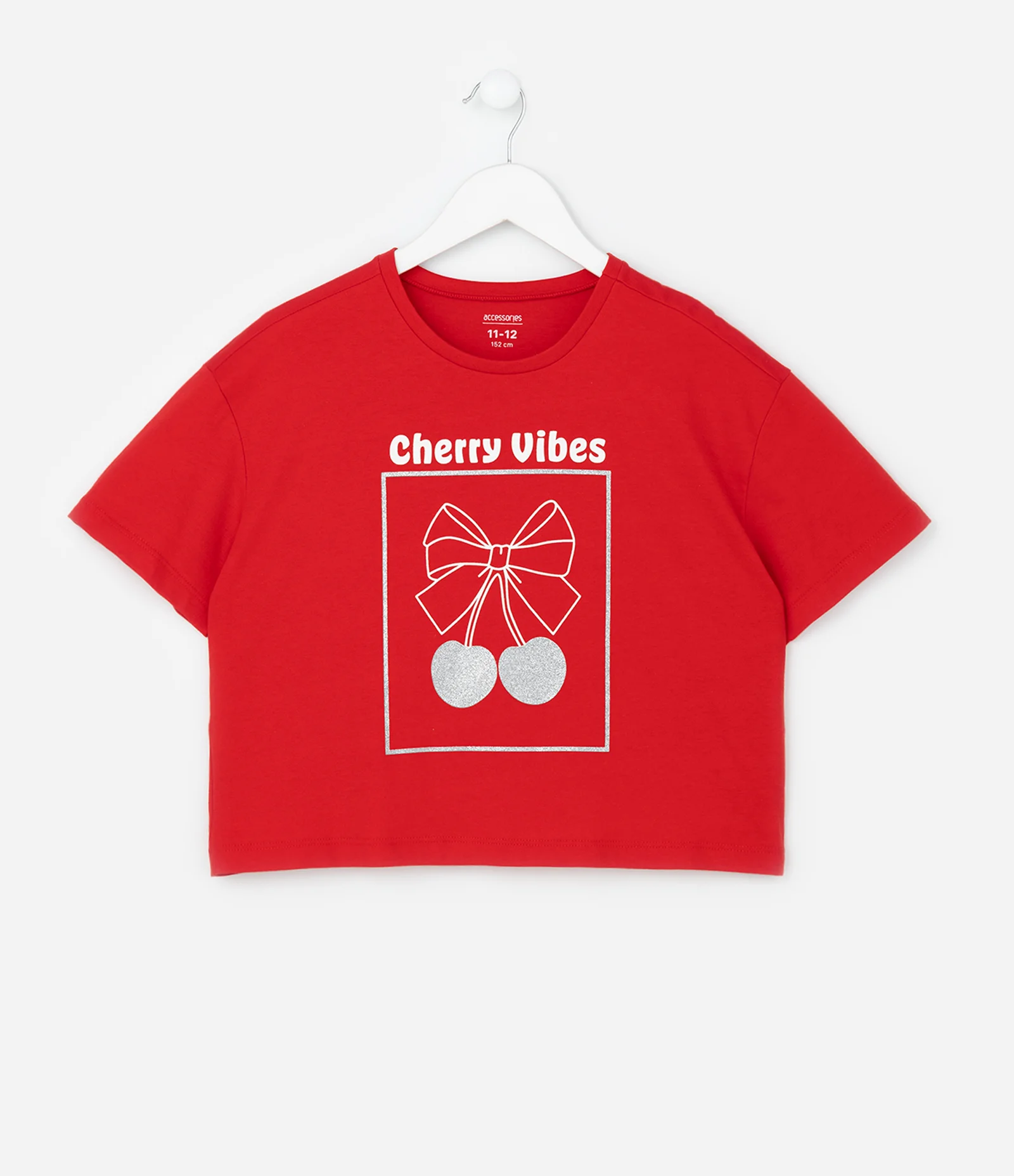 Camiseta Infantil Boxy com Estampa de Cereja - Tam 5 a 14 Anos Vermelho 1