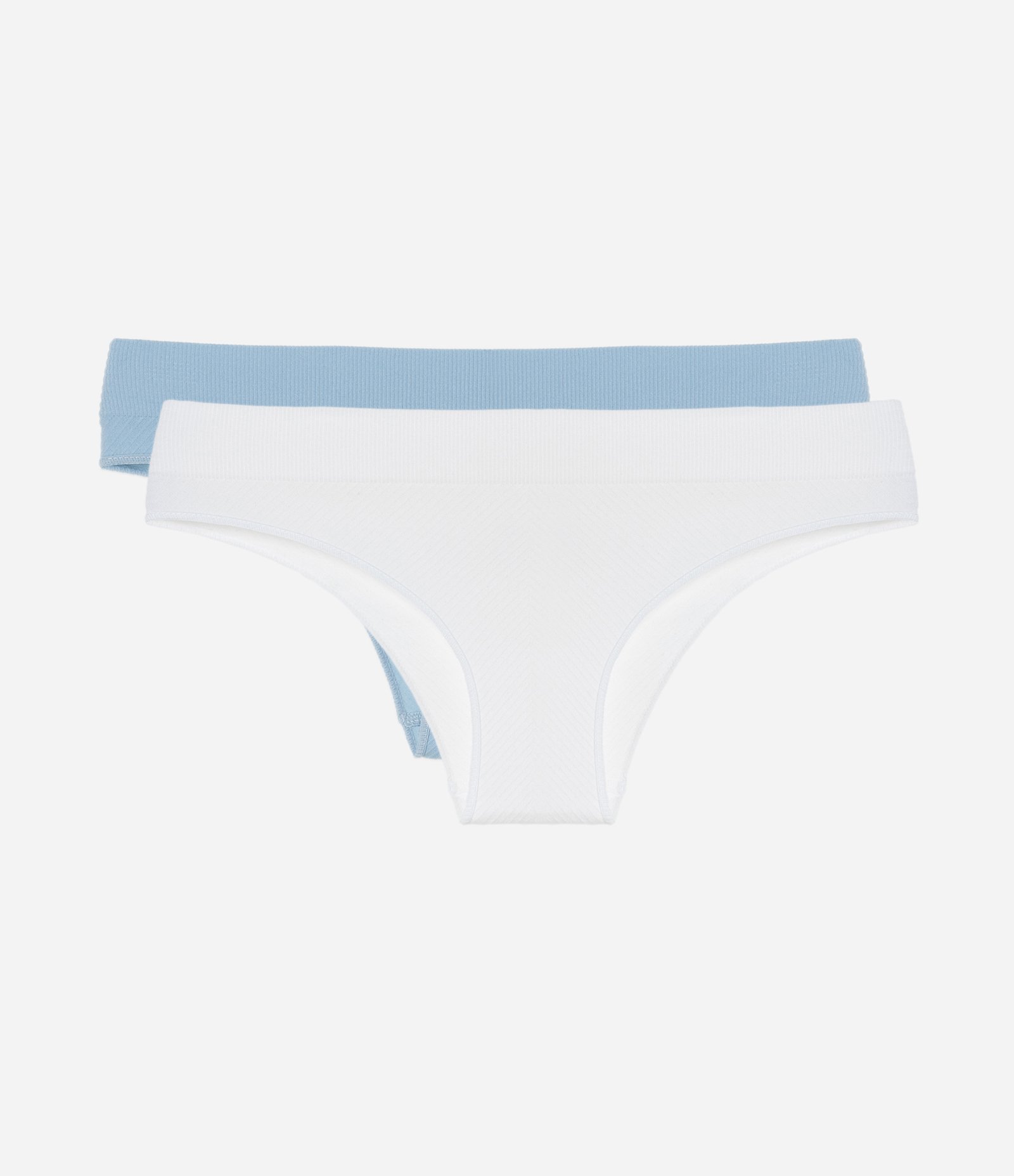 Kit 02 Calcinhas Biquíni Seamless Texturizadas Branco/Azul 1
