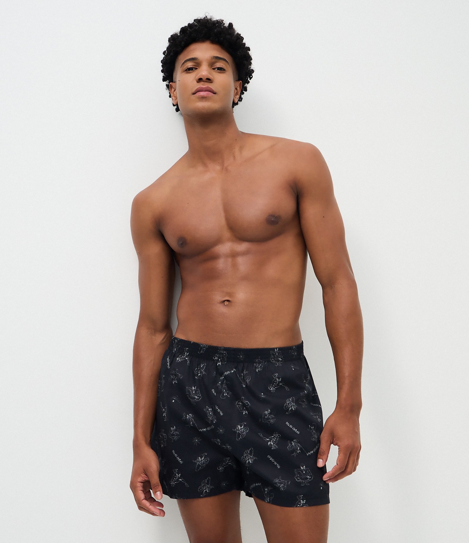 Cueca Samba Canção em Tricoline com Estampa do Spider Man Preto 1