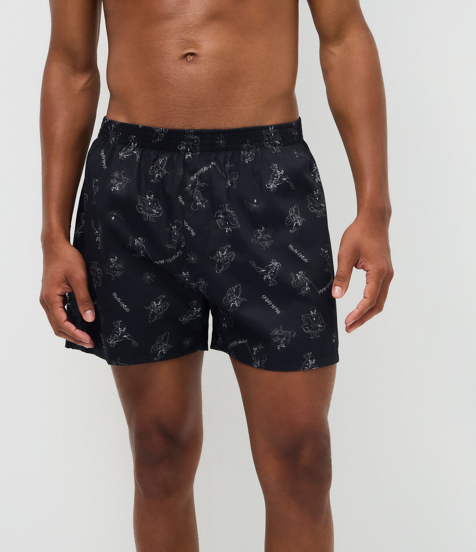 Cueca Samba Canção em Tricoline com Estampa do Spider Man Preto 2