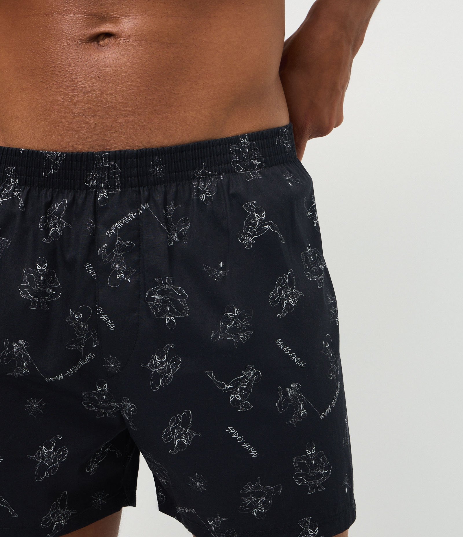 Cueca Samba Canção em Tricoline com Estampa do Spider Man Preto 3