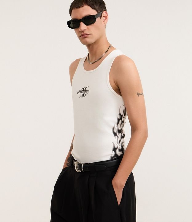 Regata Muscle em Ribana de Algodão com Estampa Tribal