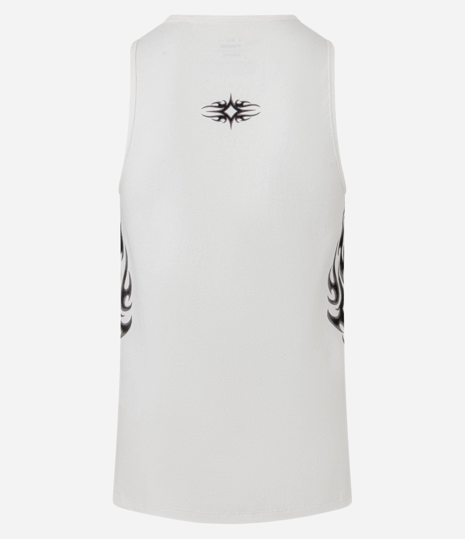 Regata Muscle em Ribana de  Algodão com Estampa Tribal Branco 10