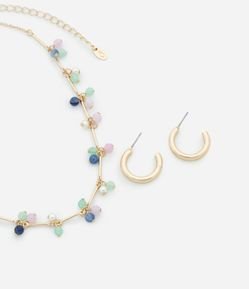 Conjunto de Colar com Corrente Palito e Brinco Argola