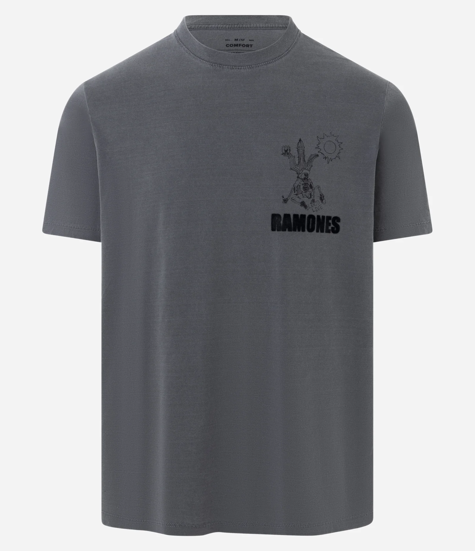 Camiseta Comfort em Algodão com Estampa Ramones Preto 6