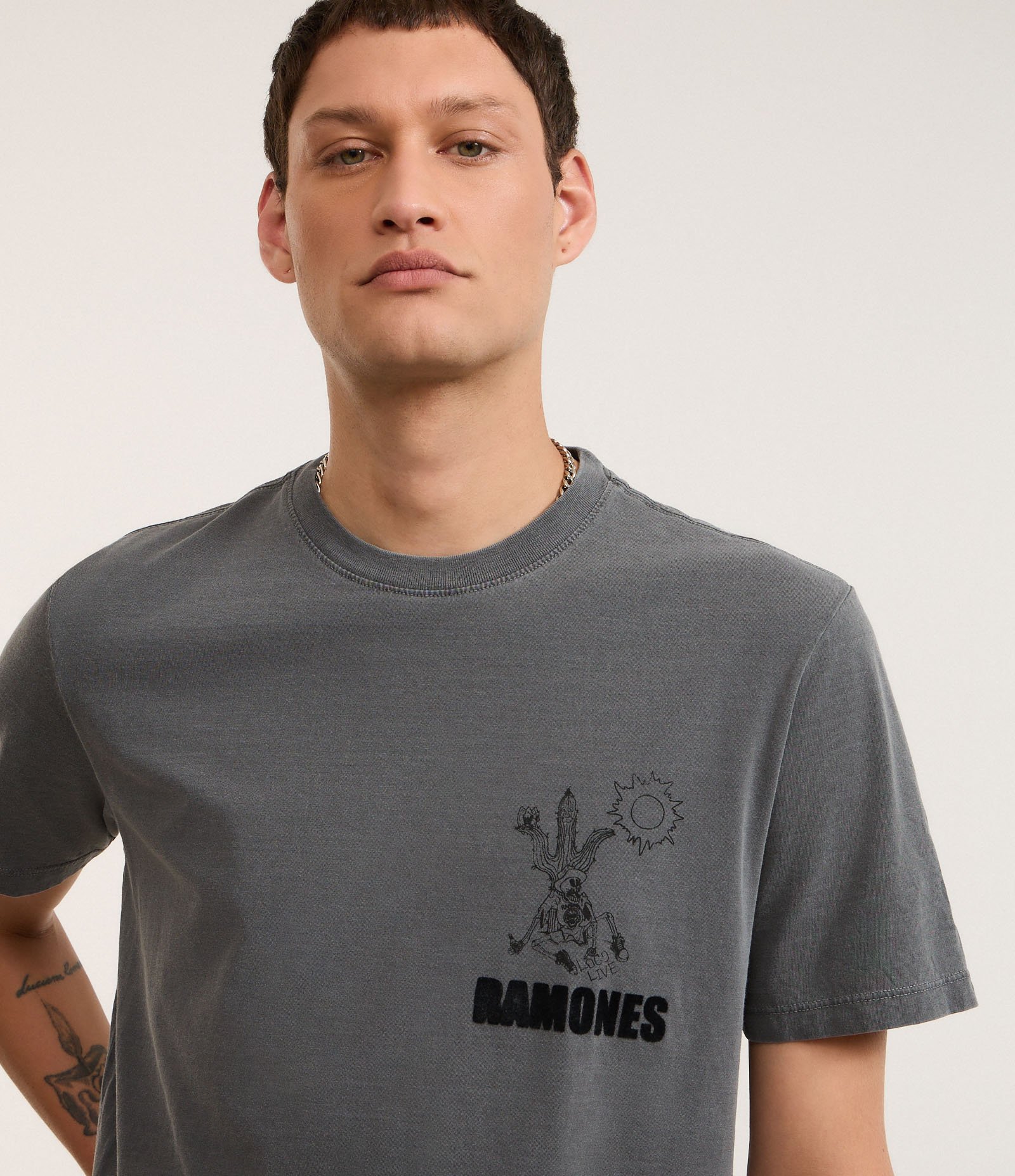 Camiseta Comfort em Algodão com Estampa Ramones Preto 4