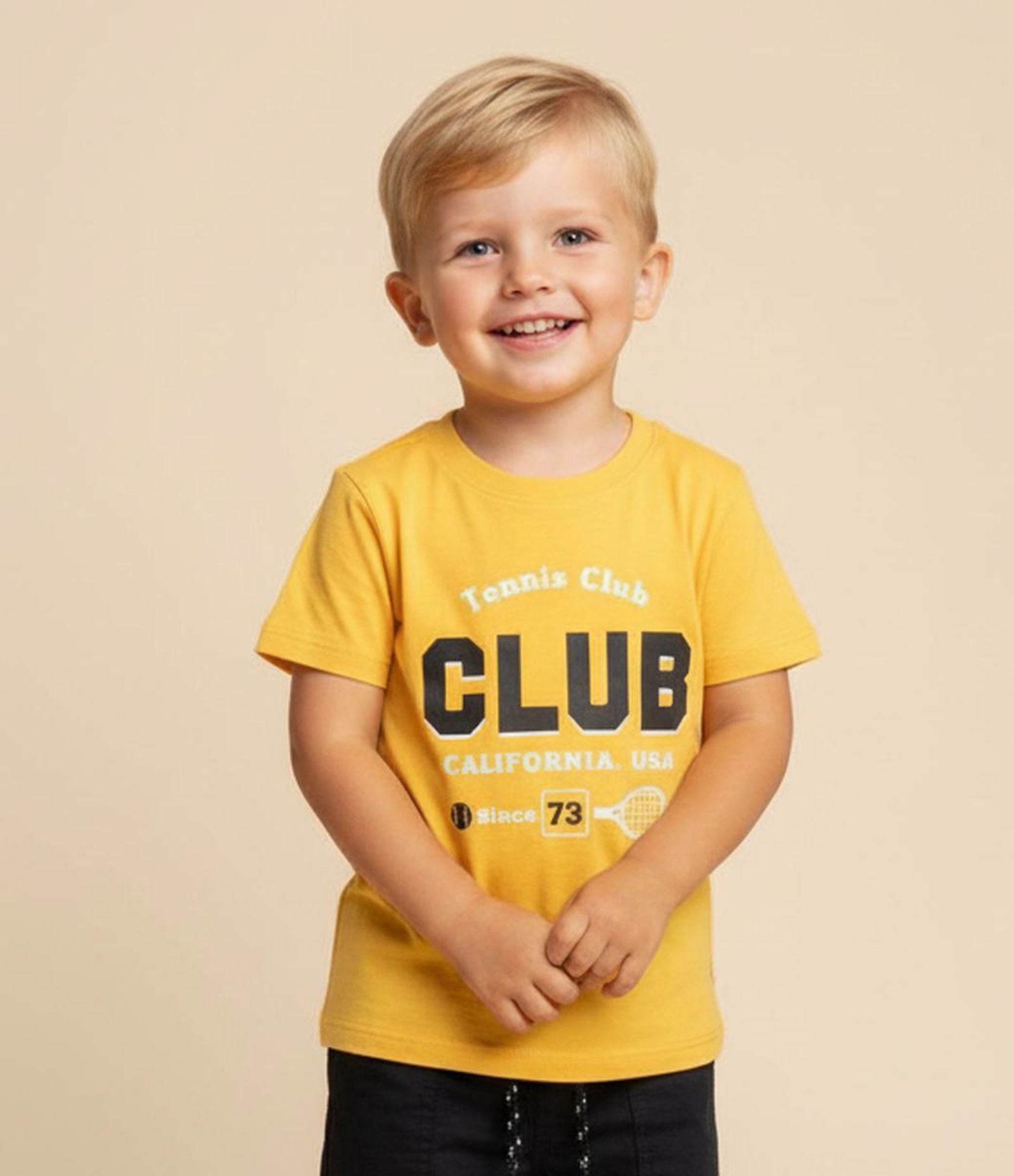 Camiseta Infantil com Lettering Tennis Club - Tam 1 a 6 Anos Amarelo 1