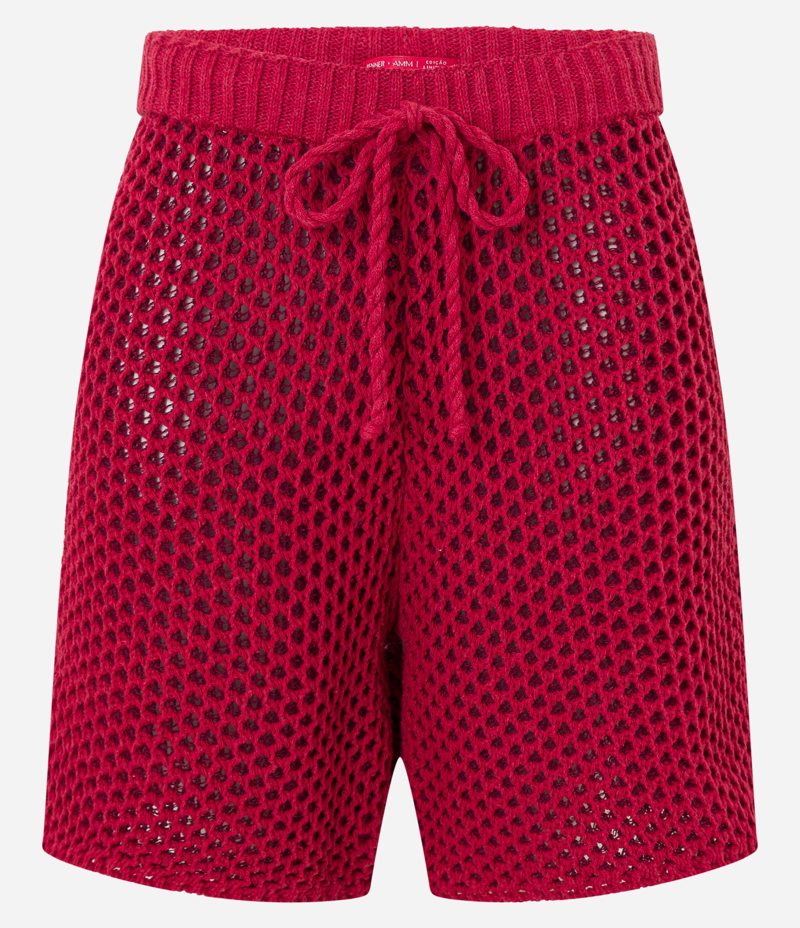 Bermuda em Tricô com Ponto Vazado Vermelho 6