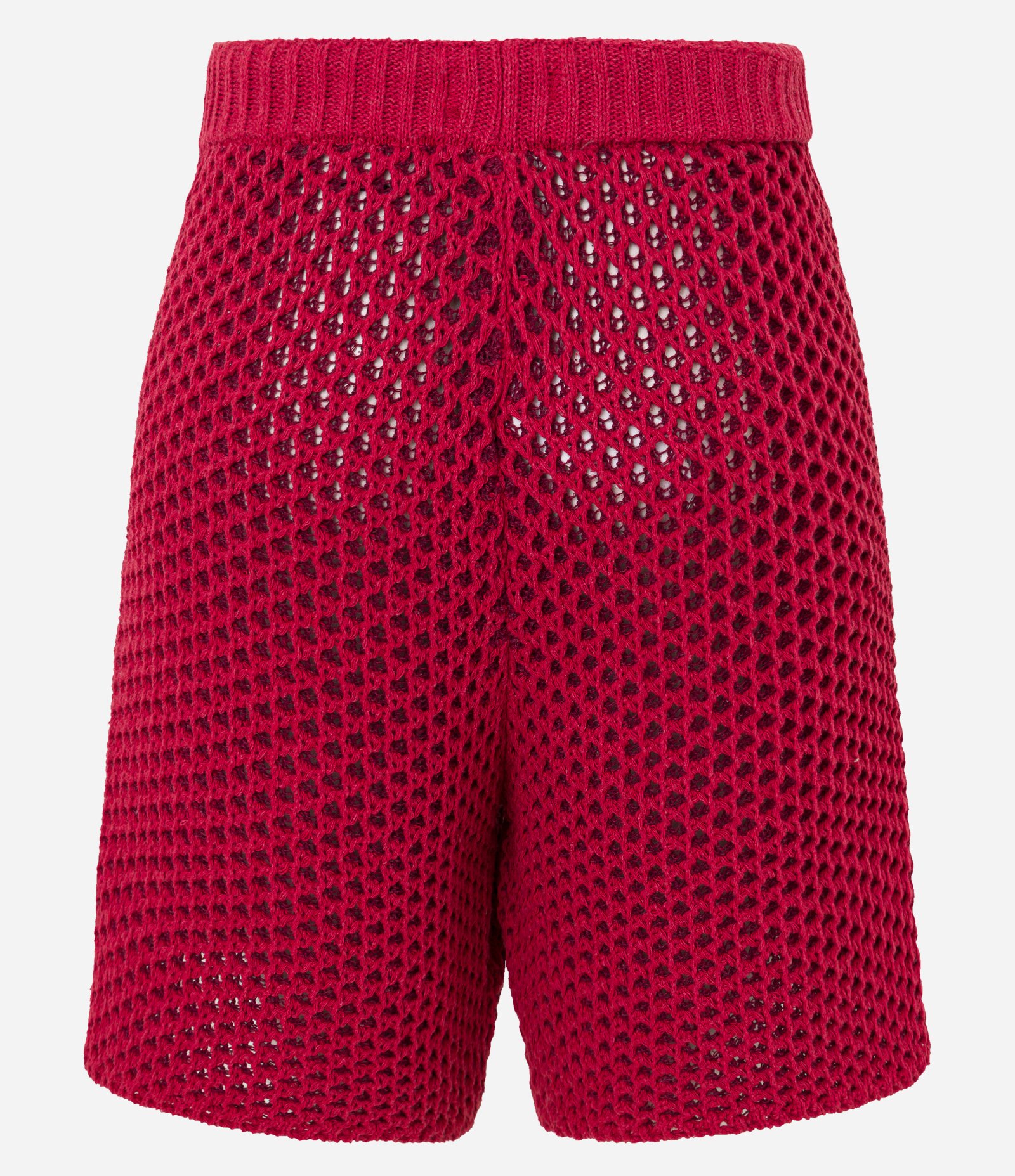 Bermuda em Tricô com Ponto Vazado Vermelho 8