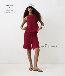 Bermuda em Tricô com Ponto Vazado