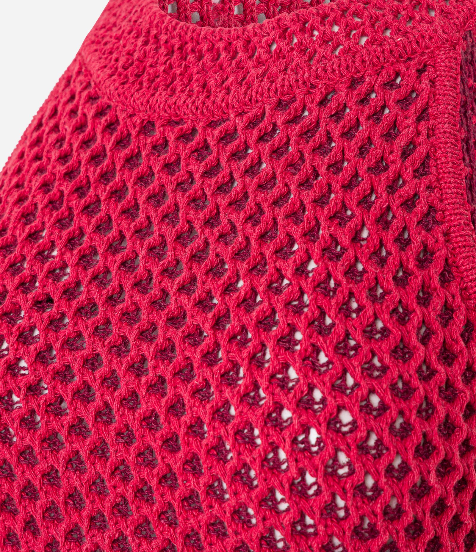 Blusa em Tricô com Ponto Vazado com Barra Trabalhada Vermelho 8