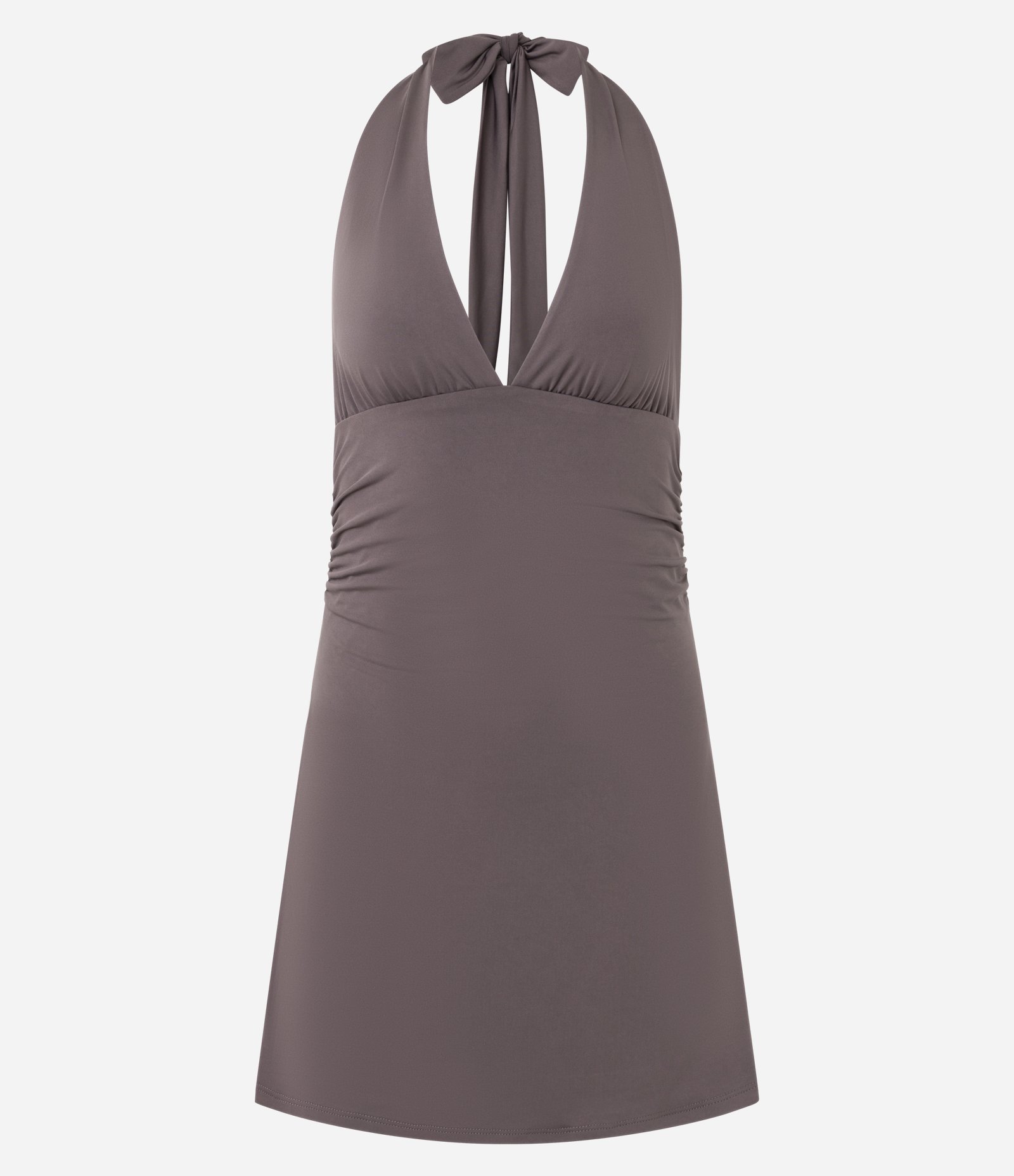 Vestido Frente Única com Amarração Marrom 5