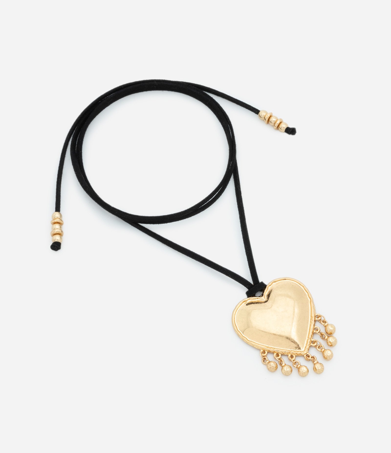 Colar com Cordão Aveludado e Pingente de Coração Preto 2