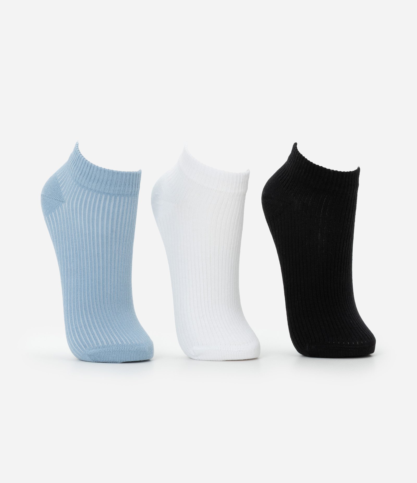 Kit 03 Meias Cano Baixo Esportivas em Algodão com Logo Get Over Preto/Branco/Azul 2