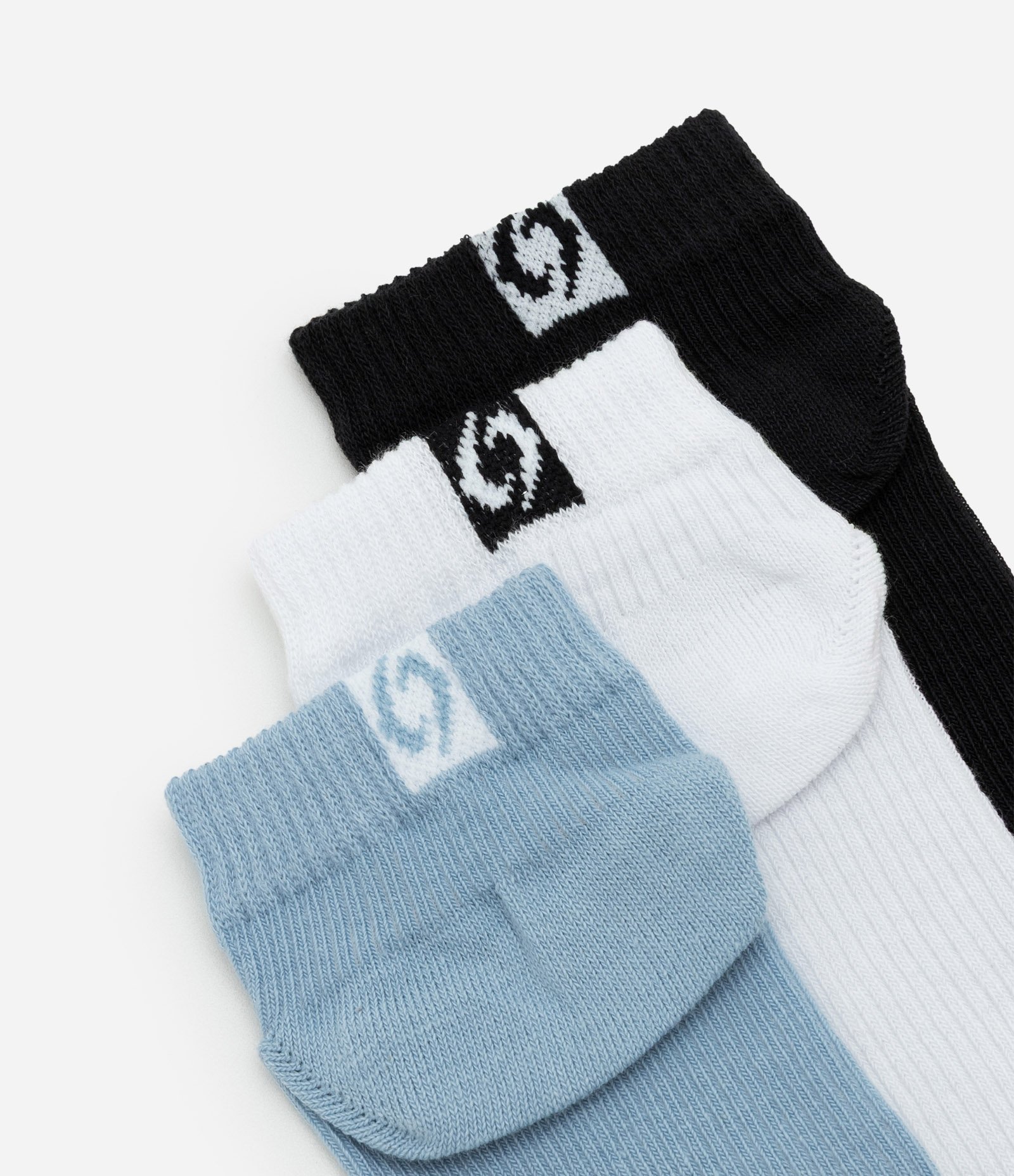 Kit 03 Meias Cano Baixo Esportivas em Algodão com Logo Get Over Preto/Branco/Azul 4