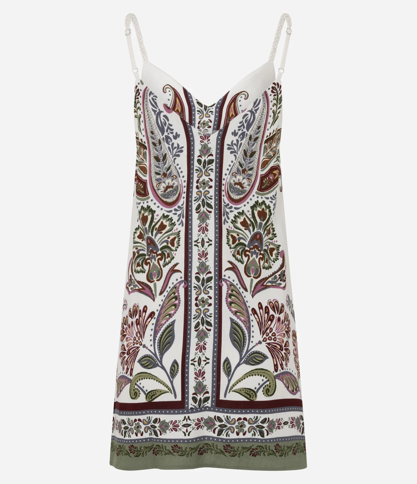 Vestido Estampado com Linho e Alca Fina com Ajuste Multicores 2