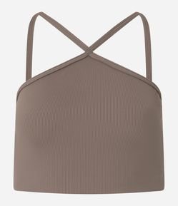 Top Esportivo Com Bojo Textura Canelada E Decote Halter