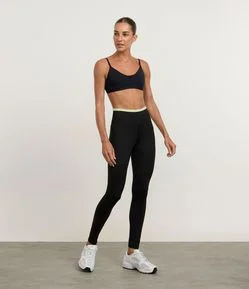 Calça Legging Esportiva com Cós Contrastante
