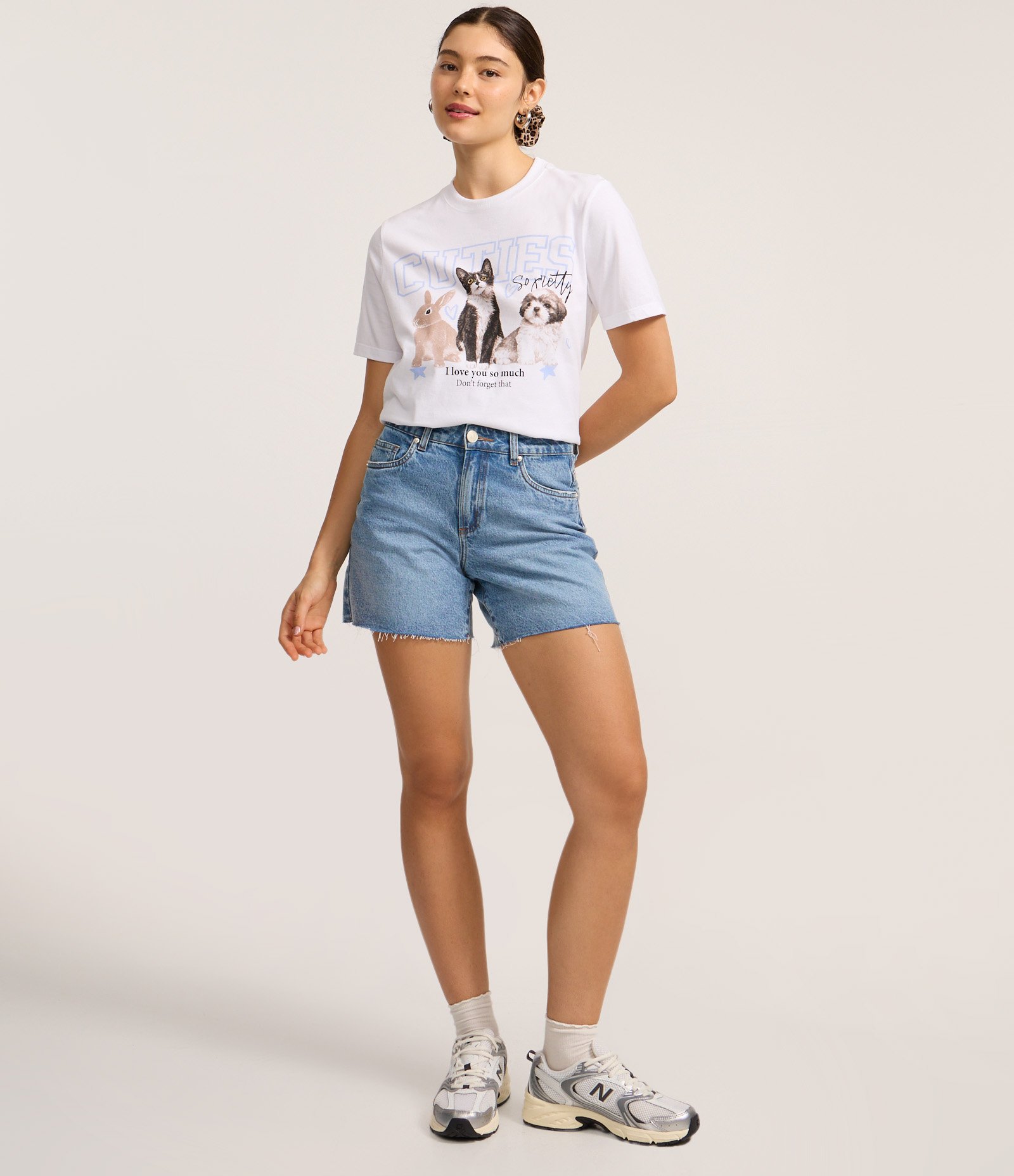 Camiseta T-shirt em Algodão com Estampa de Bichinhos Branco 2