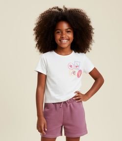 Camiseta Slim Infantil com Estampa de Selos de Frutinhas - Tam 5 a 14 anos