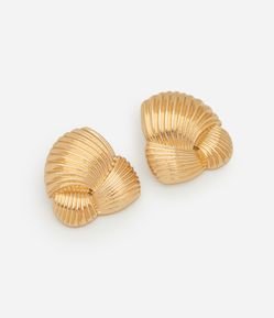 Brinco Botão em Metal com Nó e Efeito Espiral Ondas