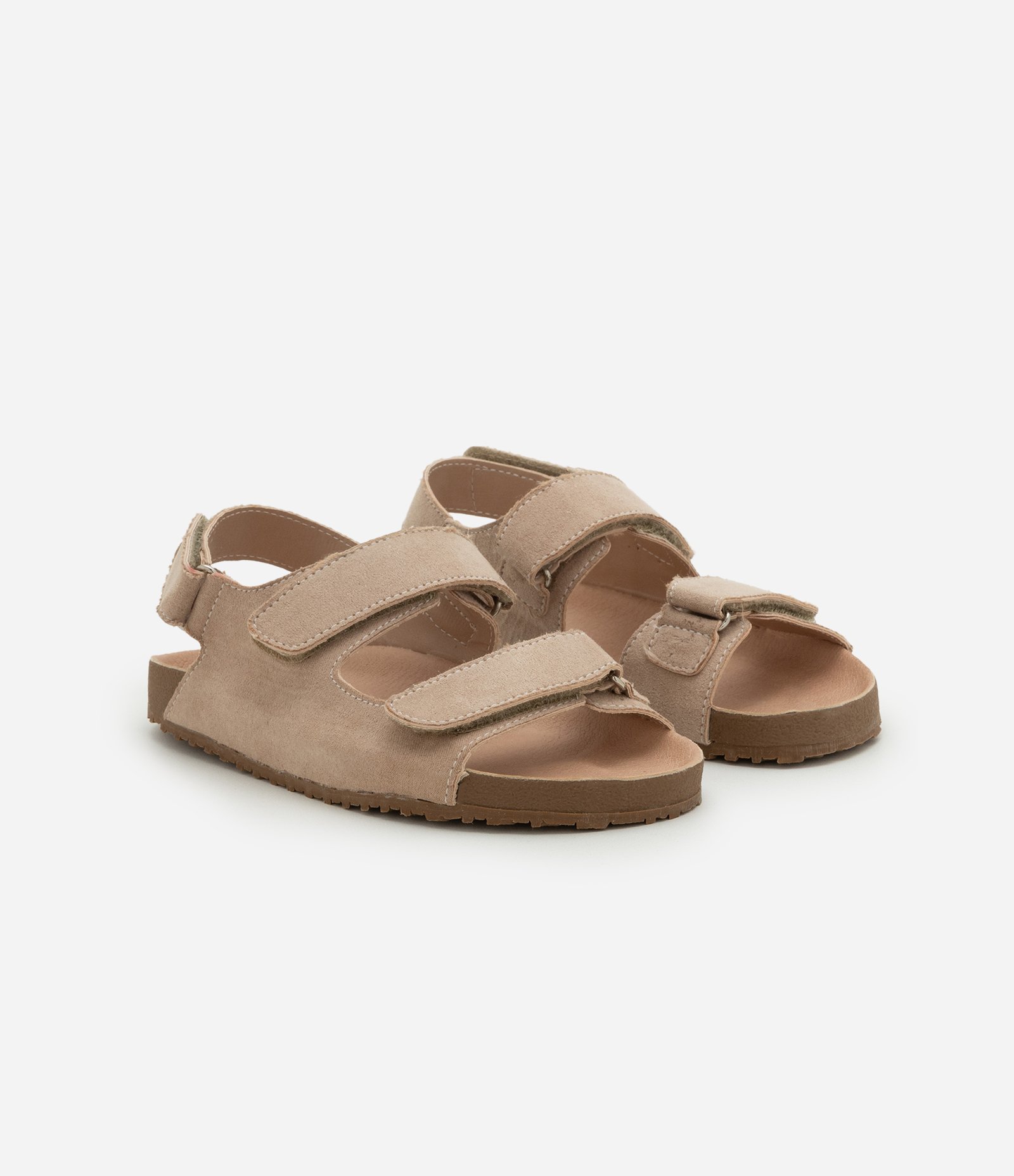 Sandália em PU Infantil com Fechamento por Velcro - Tam 28 ao 34 Bege 1