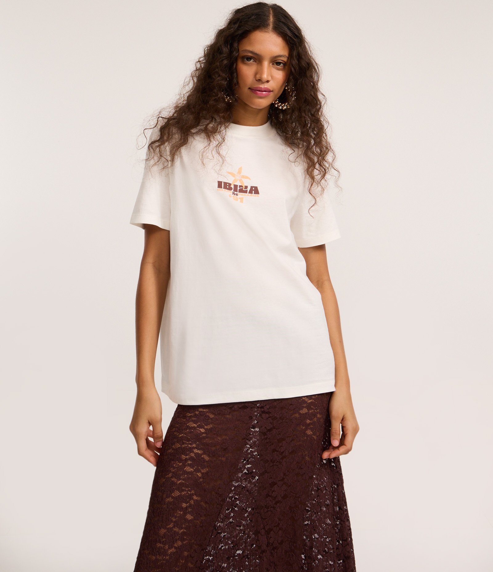 Saia Longa em Renda Floral Sem Forro Marrom 3