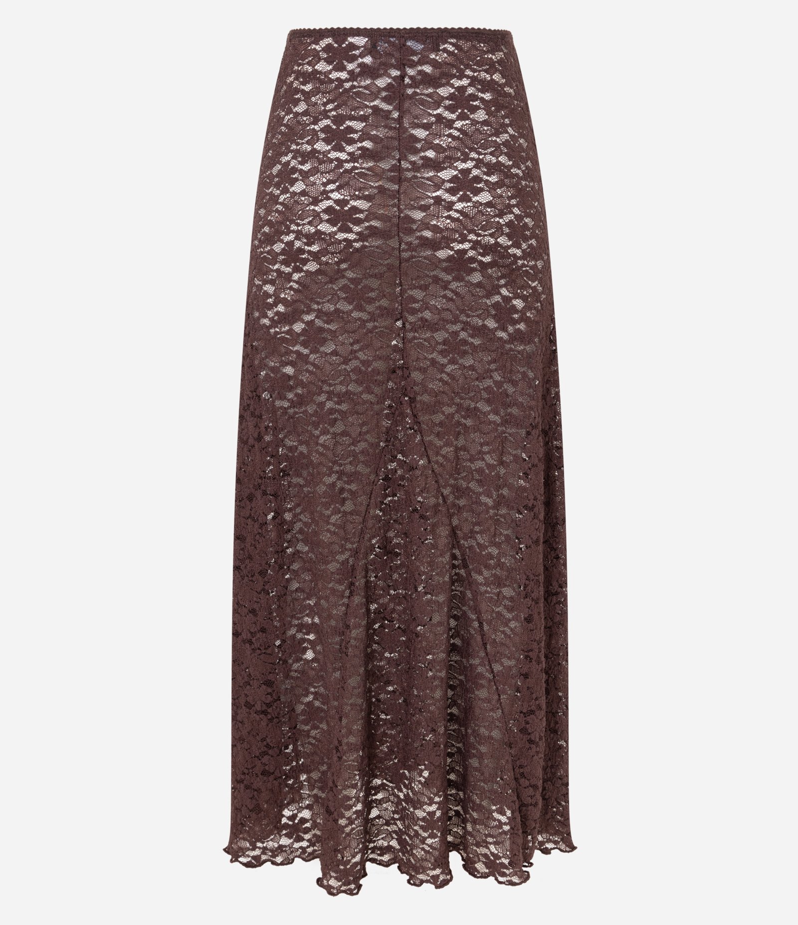 Saia Longa em Renda Floral Sem Forro Marrom 8