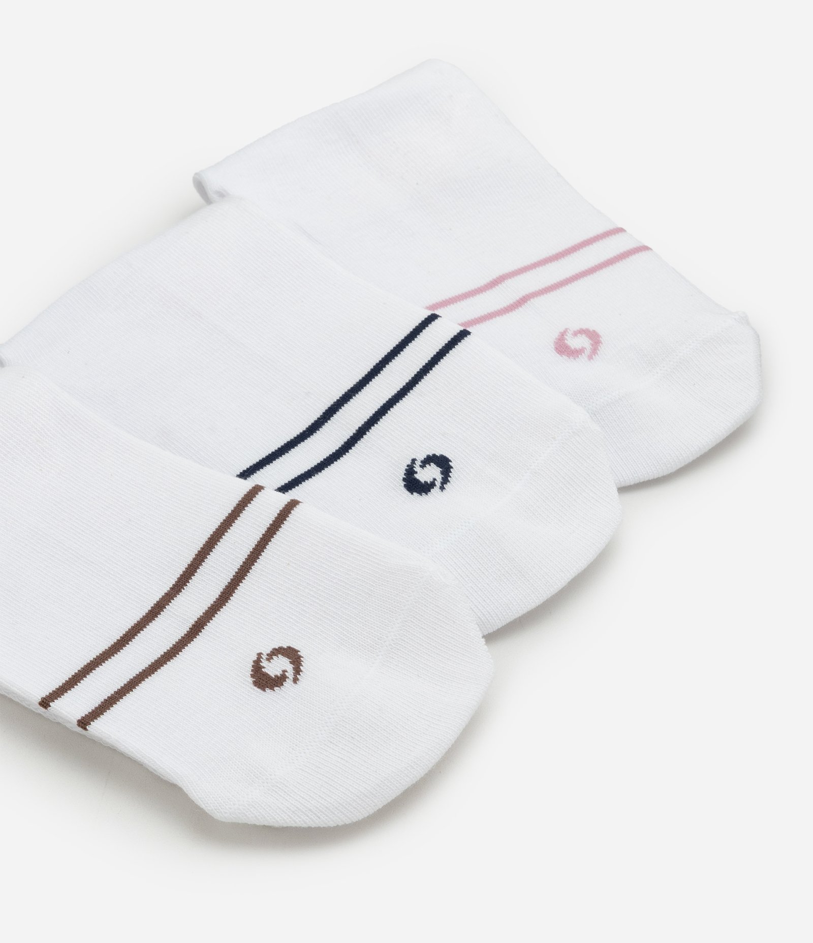 Kit 03 Meias Cano Alto Aeróbica  em Algodão com Listras Coloridas Branco 4